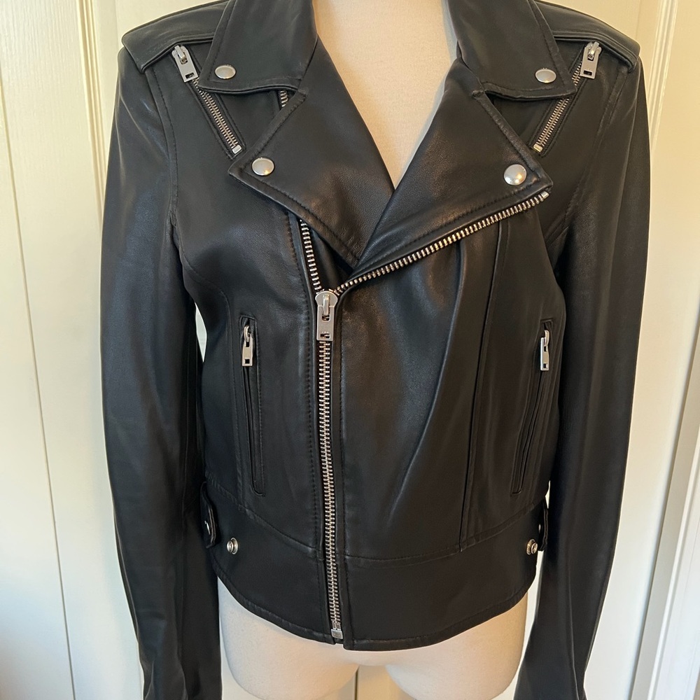 IRO Black Leather Moto Jacket